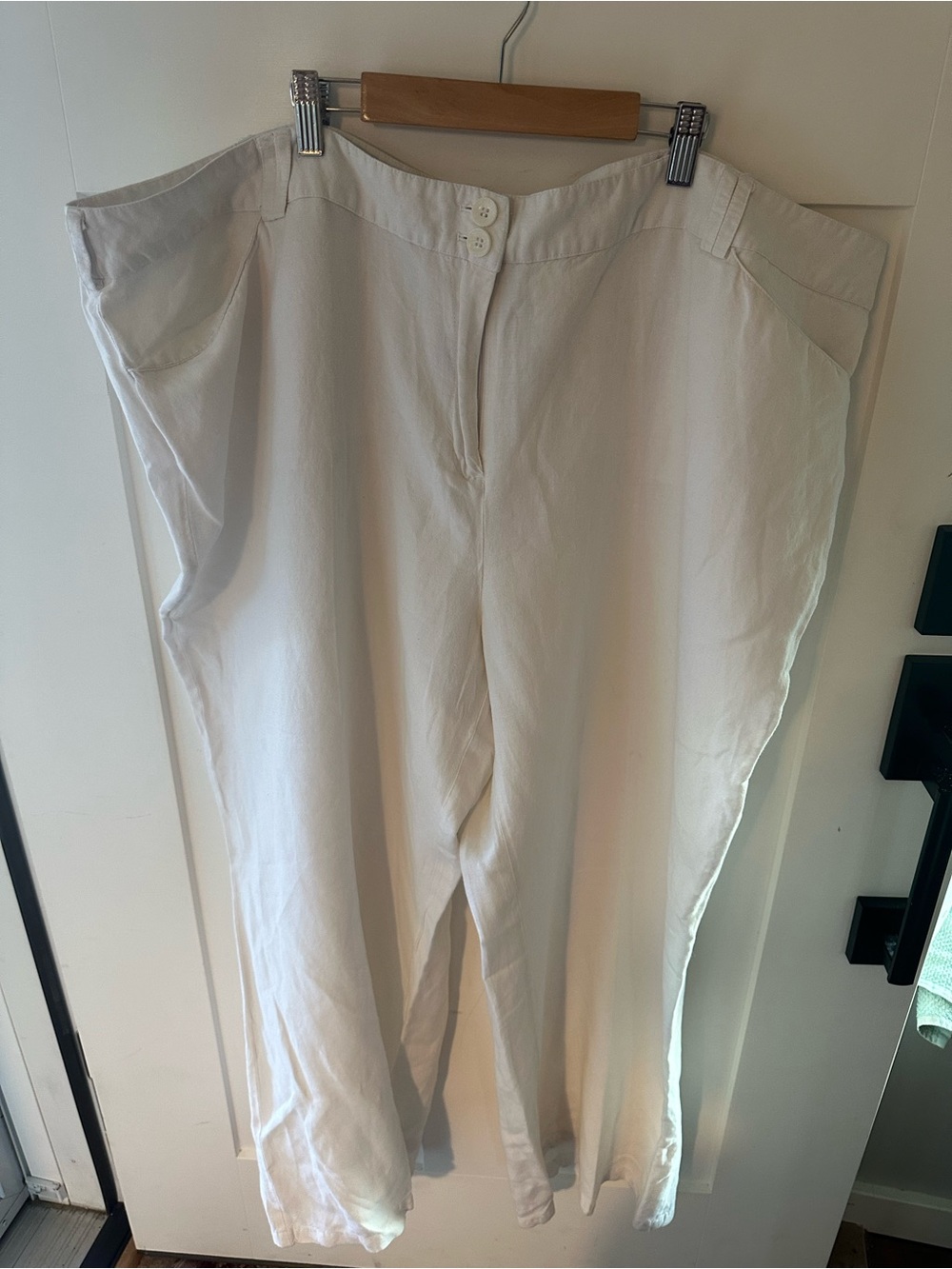 Lane Bryant White Linen Blend Casual Pants